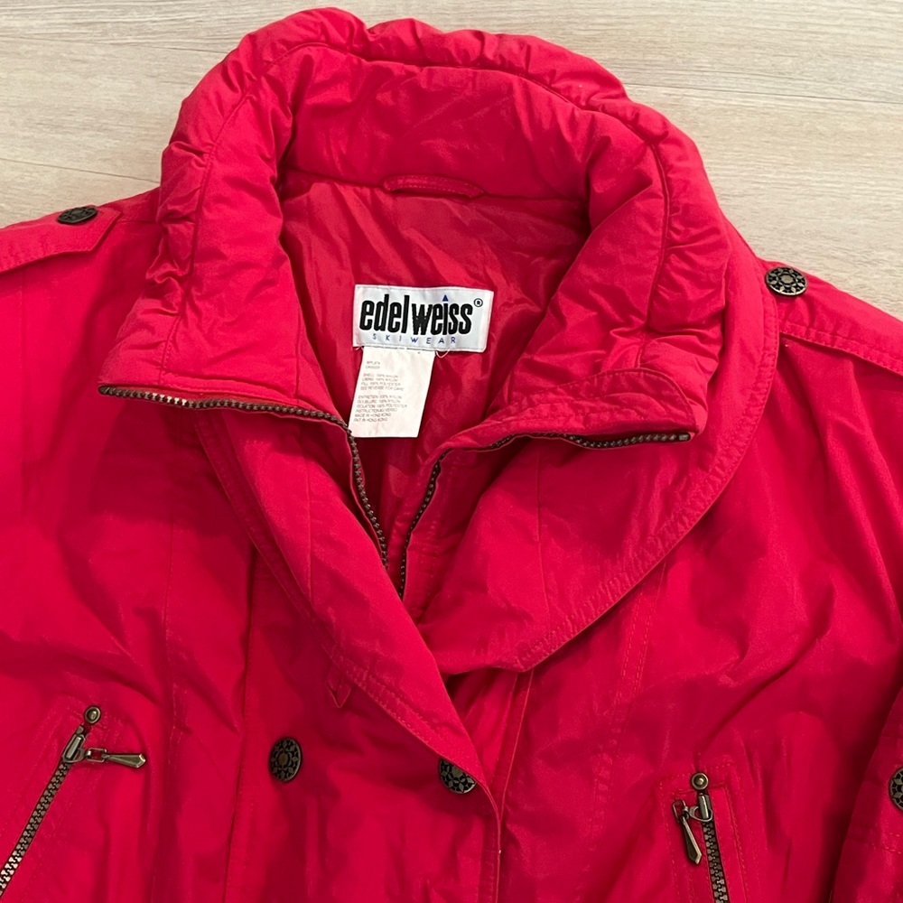 Vintage Edelweiss Red One Piece Snowsuit Snow Bib Apres Ski Suit 
Women’s Size M - Picture 6 of 10